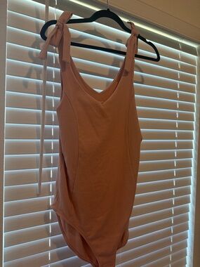 Old Navy Ribbed Tie-Shoulder Bodysuit - Light Pink